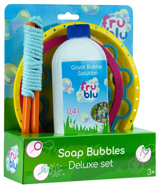 Набор для пускания мыльных пузырей Fru blu Делюкс 3в1 с раствором 0.4 л DKF0484 - фото 2 Набор для пускания мыльных пузырей Fru blu Делюкс 3в1 с раствором 0.4 л DKF0484 - фото 2