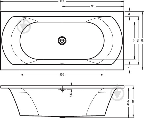 Ванна акрилова RIHO Lima BB4800500000000 190х90 см - фото 3