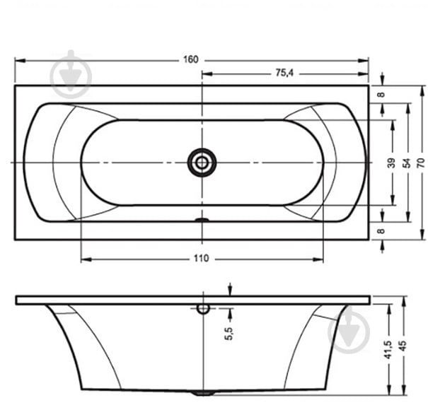 Ванна акрилова RIHO Lima BB4200500000000 160х70 см - фото 2