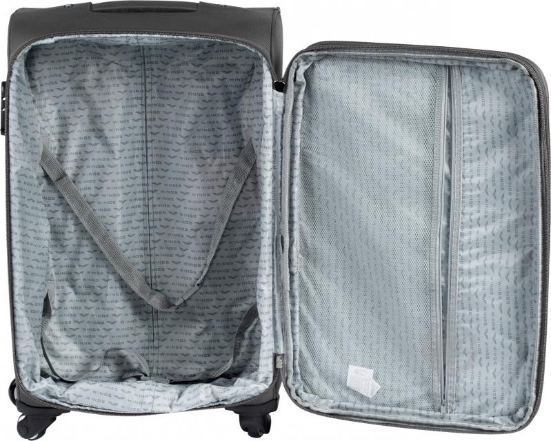 Чемодан Wings 1708 Mini 4 колеса 53x35x22 см 41 л серый Vt00084 - фото 2