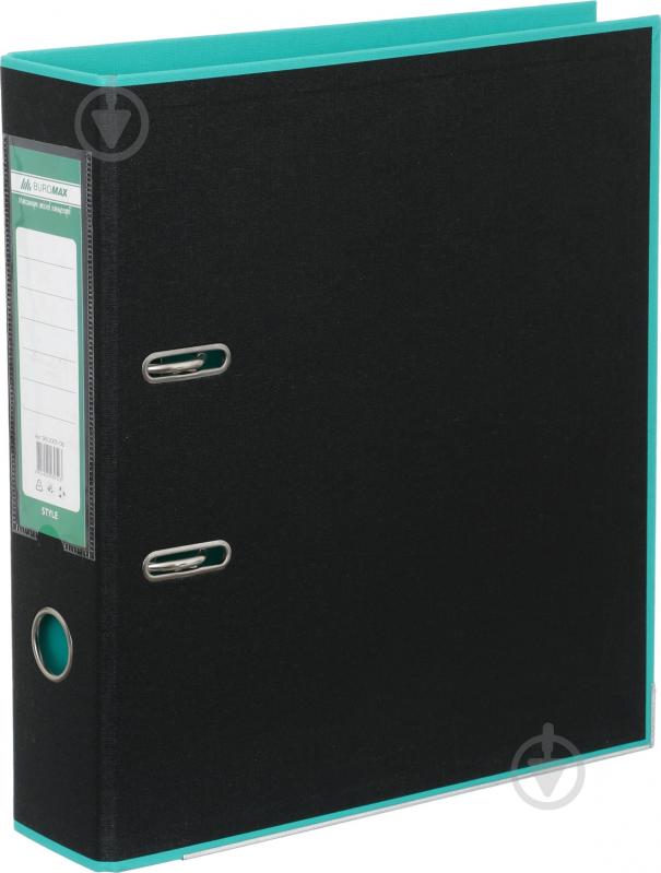 Папка-регистратор Style 70 мм черный/бирюзовый Buromax - фото 1 Папка-регистратор Style 70 мм черный/бирюзовый Buromax - фото 1