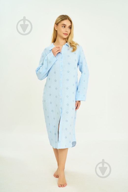 Туника German Volf пляжная вышитые цветы р.L голубой 24138 - фото 1