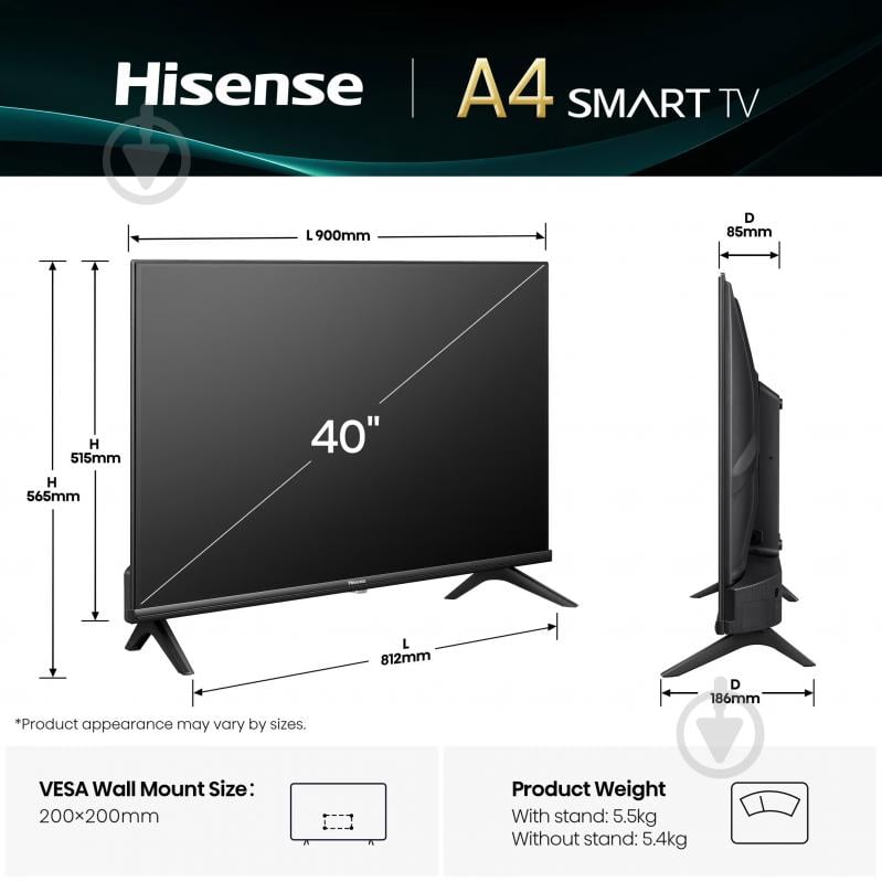 Телевізор Hisense 40A4Q - фото 3