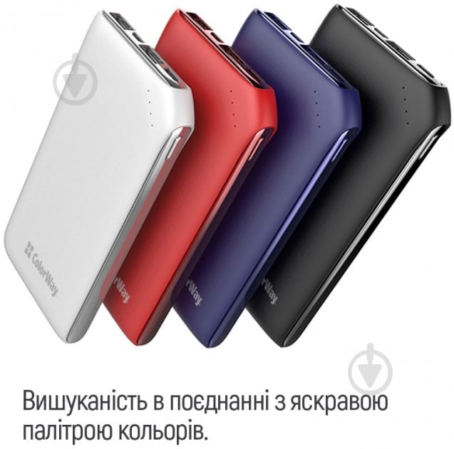 Повербанк ColorWay 18W Soft CW-PB100LPE3BK-PD 10000 mAh black - фото 17