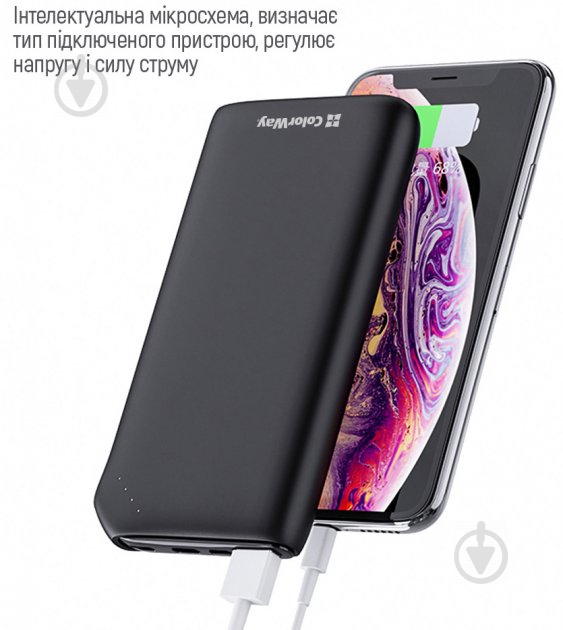 Повербанк ColorWay 18W Soft CW-PB100LPE3BK-PD 10000 mAh black - фото 14