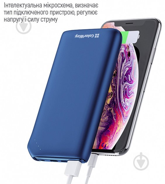 Повербанк ColorWay 18W Soft CW-PB100LPE3BL-PD 10000 mAh blue - фото 14