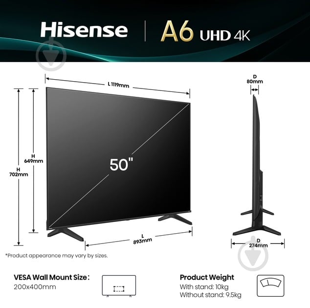 Телевізор Hisense 50A6Q - фото 6
