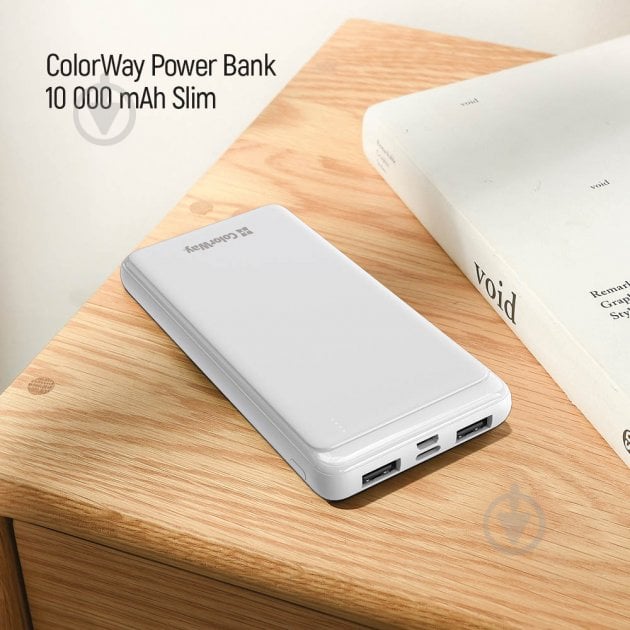 Повербанк ColorWay Slim CW-PB100LPF2WT 10000 mAh white - фото 13