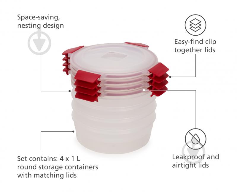 Набір контейнерів для харчових продуктів Joseph Joseph Core 1 л 4 шт. (1000012) - фото 4