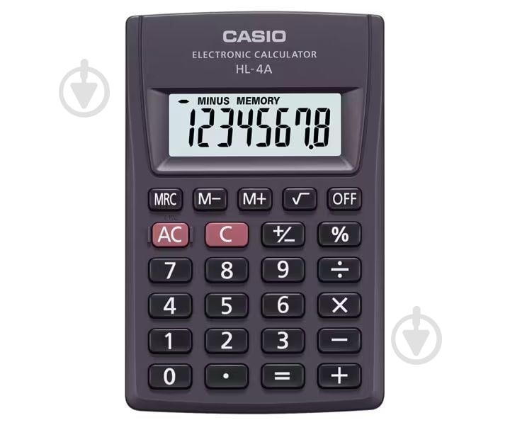Калькулятор кишеньковий 8 розрядів чорний (HL-4A-W-EP) Casio - фото 1 Калькулятор кишеньковий 8 розрядів чорний (HL-4A-W-EP) Casio - фото 1