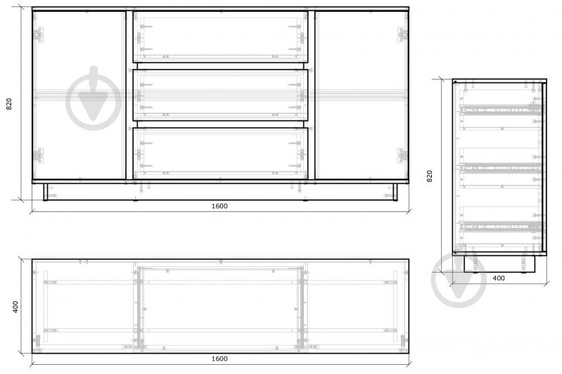 Комод Грейд №2 2д3ш Concept 1600x820x400 мм дуб крафт серый/нимфея альба - фото 3