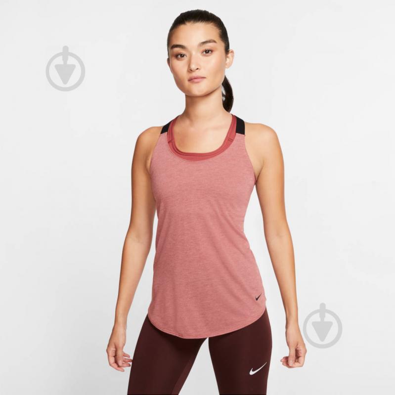 Майка Nike W NK DRY TANK ELASTIKA AO9791-661 XS бордовый - фото 4