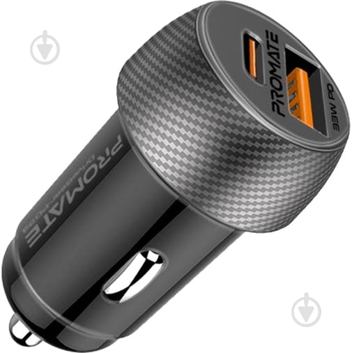 Автомобільний зарядний пристрій Promate 33W USB-C PD QC3 чорний (drivegear-pd33) - фото 1
