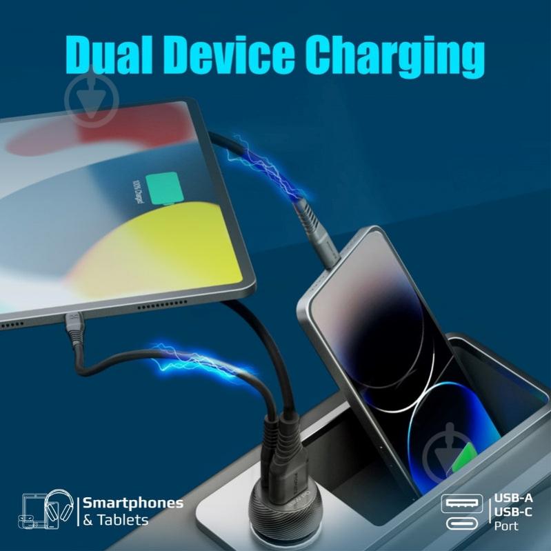 Автомобільний зарядний пристрій Promate 33W USB-C PD QC3 чорний (drivegear-pd33) - фото 6