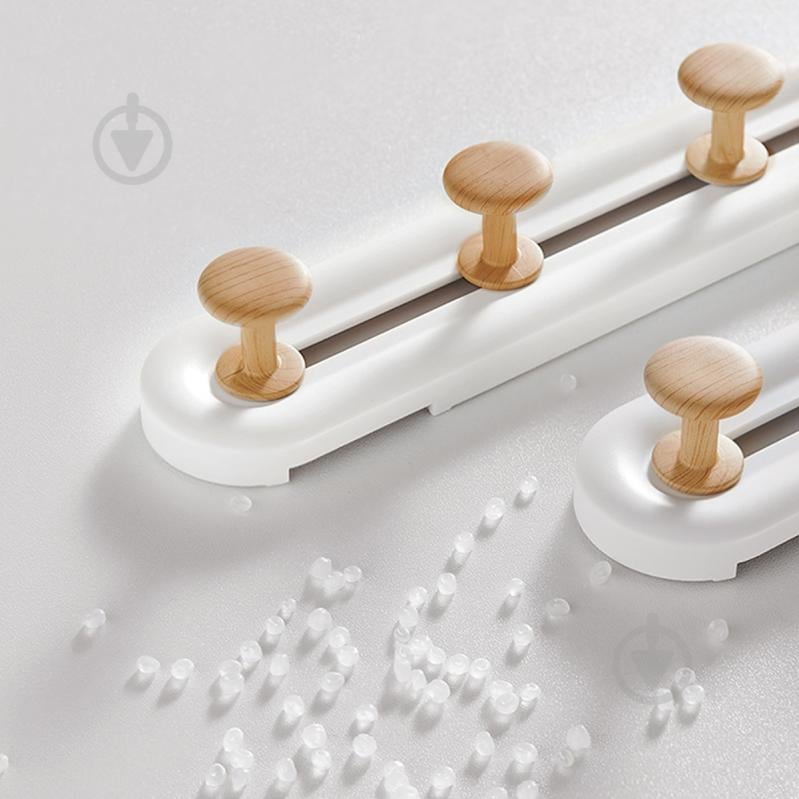 Вешалка с крючками MVM HP-01/3 White/Wood - фото 6