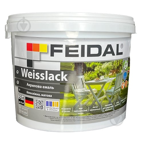Эмаль акриловая Feidal Weisslack белый мат 2,5 л - фото 1