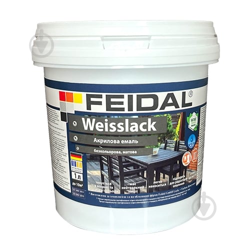Эмаль акриловая Feidal Weisslack база под тонировку мат 1 л - фото 1