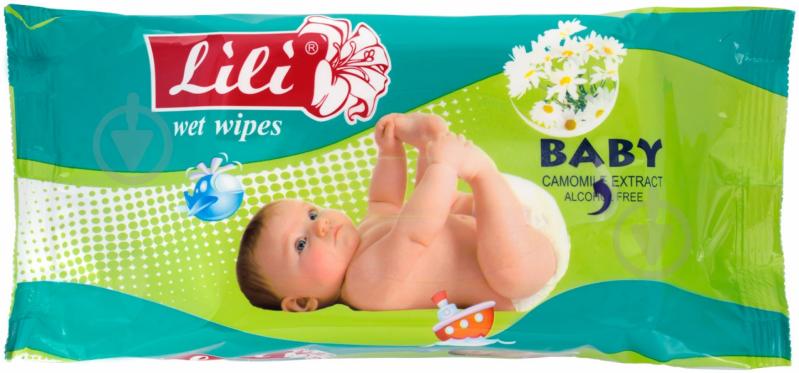 Дитячі вологі серветки Lili Baby з екстрактом ромашки 60 шт. - фото 1