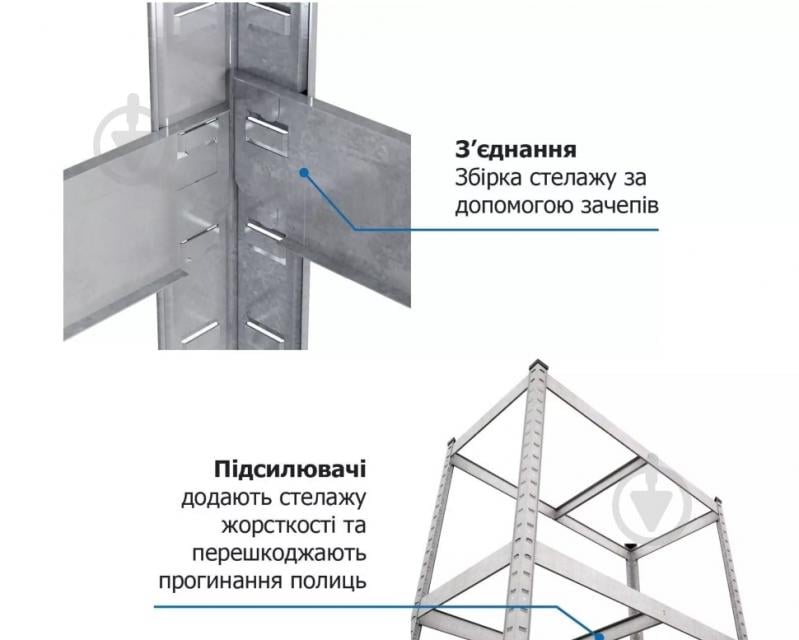 Стелаж 1600x800x300 мм Меткас Бюджет ДСП полиці 4 шт. цинкований - фото 5