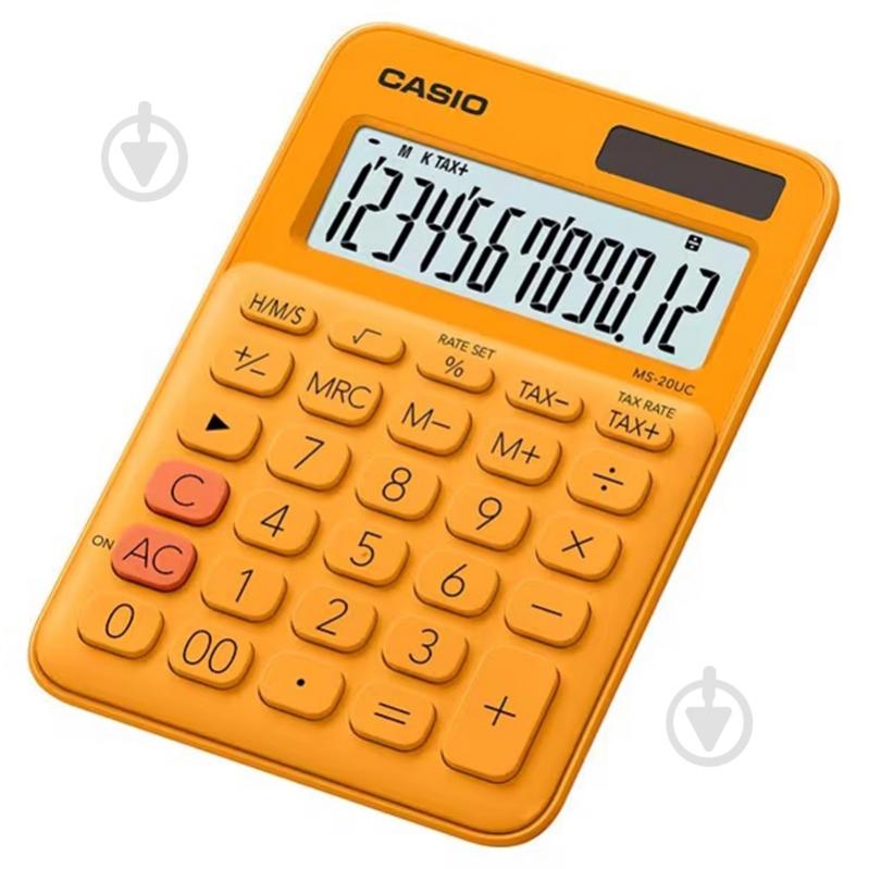 Калькулятор 12 розрядів помаранчевий (MS-20UC-RG-W-EC) Casio - фото 1
