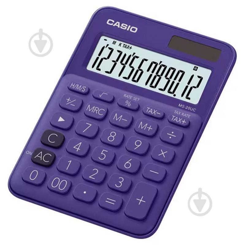 Калькулятор 12 розрядів фіолетовий (MS-20UC-PL-W-EC) Casio - фото 1