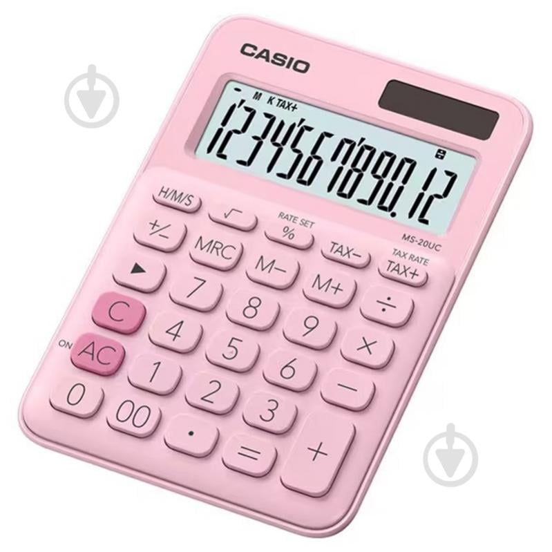 Калькулятор 12 розрядів рожевий (MS-20UC-PK-W-UC) Casio - фото 1