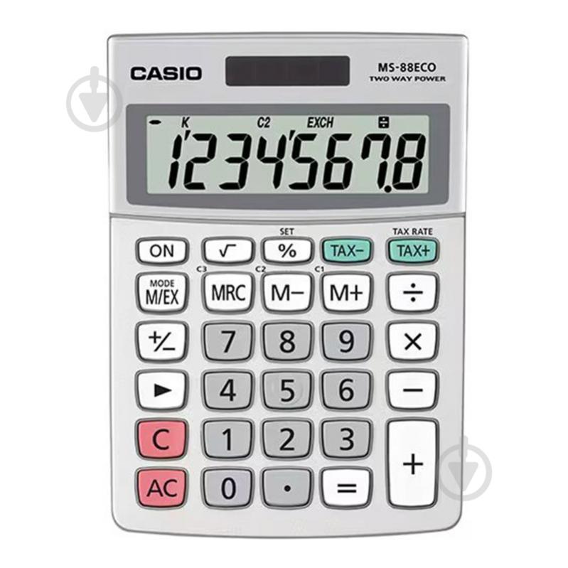 Калькулятор 8 розрядів сірий (MS-88ECO-W-EP) Casio - фото 1