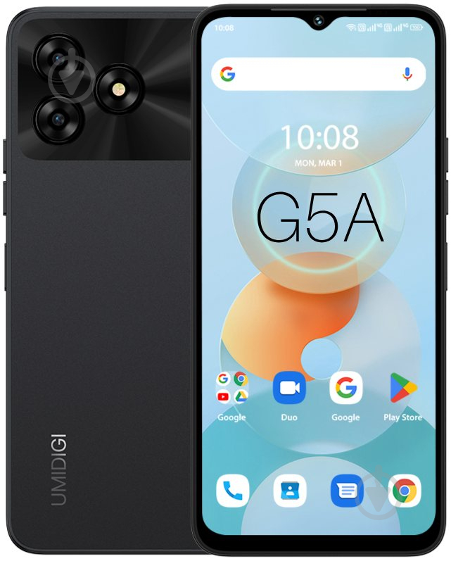 Смартфон Umidigi G5A (MP38) 4/64GB black (6973553523262) - фото 1