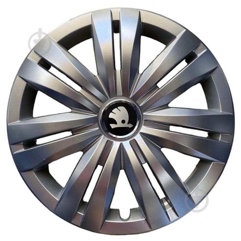 Ковпак для коліс SKS SJS Skoda 427 (logo gray) R16" 4 шт. срібний - фото 1