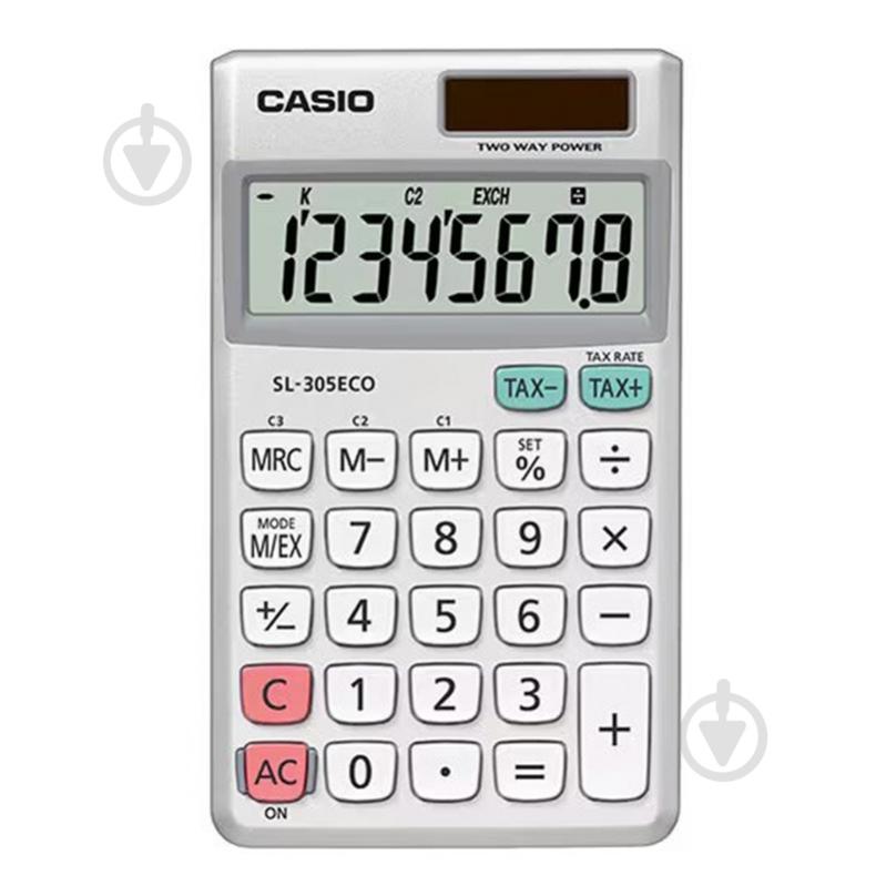 Калькулятор кишеньковий 8 розрядів сріблястий (SL-305ECO-W-EP) Casio - фото 1