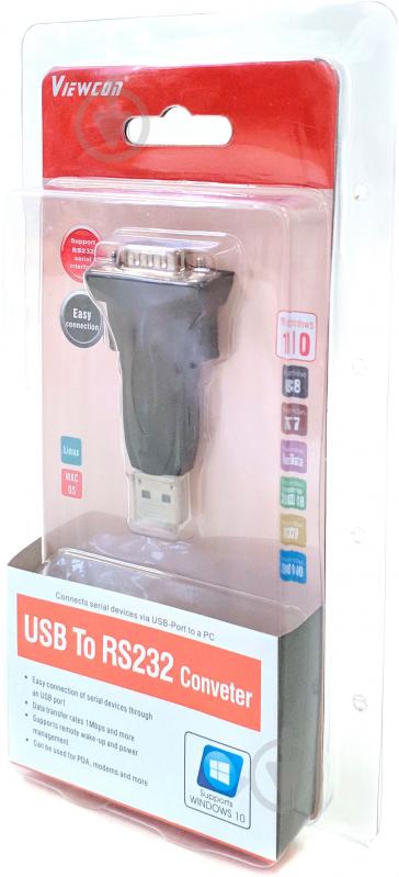 Адаптер Viewcon USB – RS232 черный (VE042) - фото 3