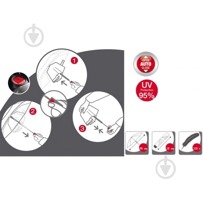 Зонт Knirps Kn95 3201 15101 T.200 Medium Duomatic dark red uv protection - фото 4