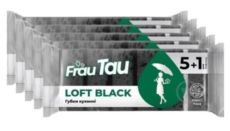 Губка для посуды Frau Tau Loft Black 6 шт./5 уп. 30 шт. - фото 1