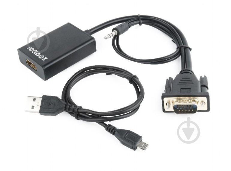 Адаптер Cablexpert USB – VGA чорний (A-VGA-HDMI-01) перетворювач VGA в HDMI зі звуком - фото 2