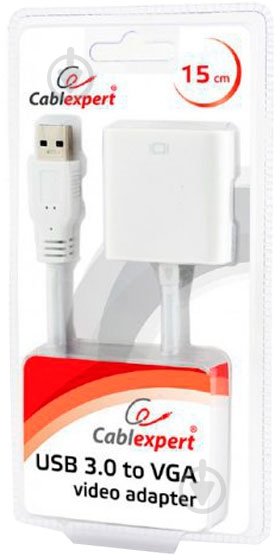 Адаптер Cablexpert 0,15 м белый (AB-U3M-VGAF-01-W) - фото 2
