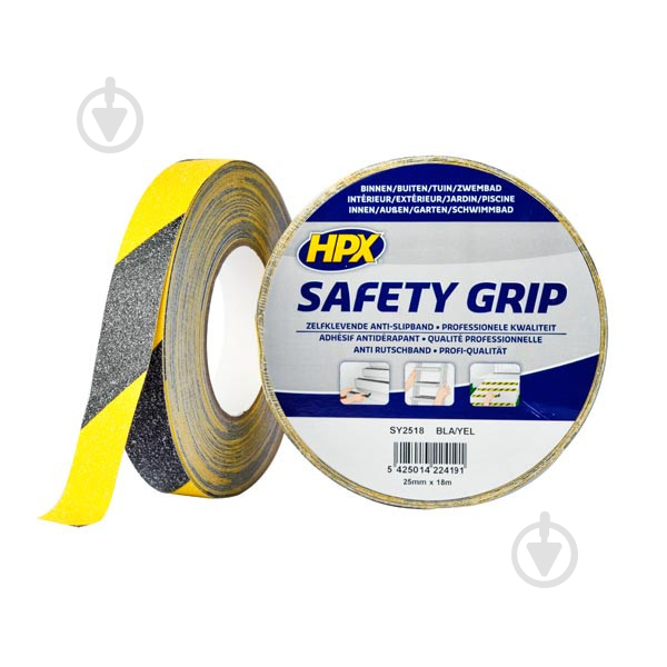 Стрічка проти ковзання HPX Safety Grip жовто-чорна SY2518 25 мм 18 м - фото 1