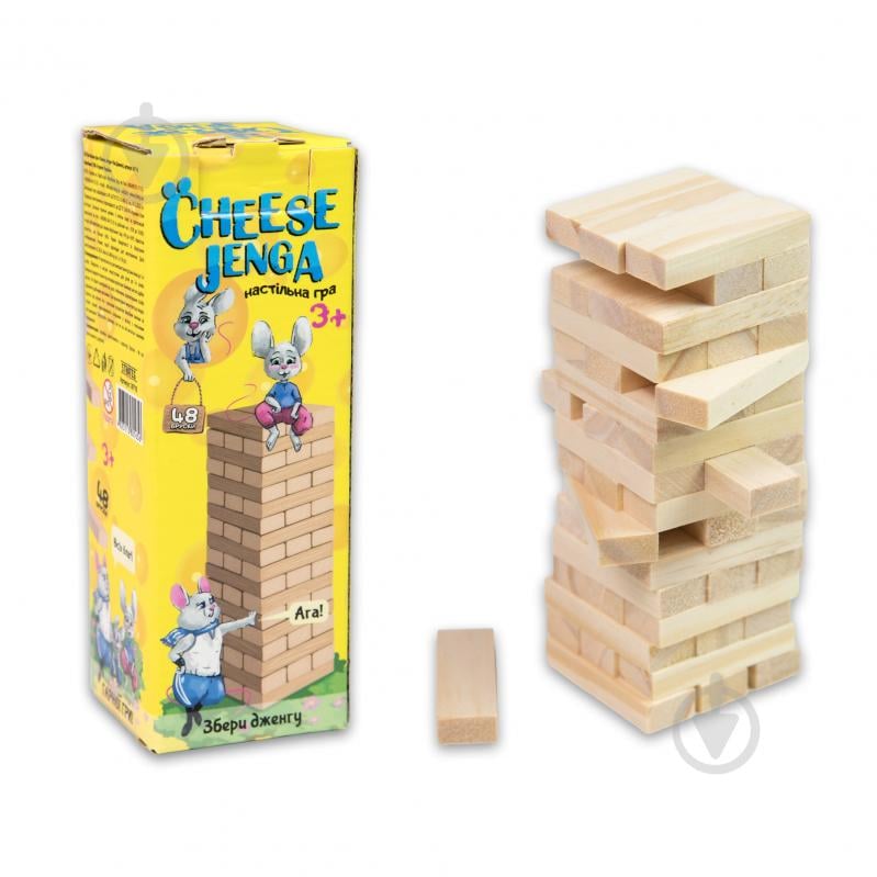 Гра настільна Strateg Cheese Jenga 48 брусків 30718 - фото 2