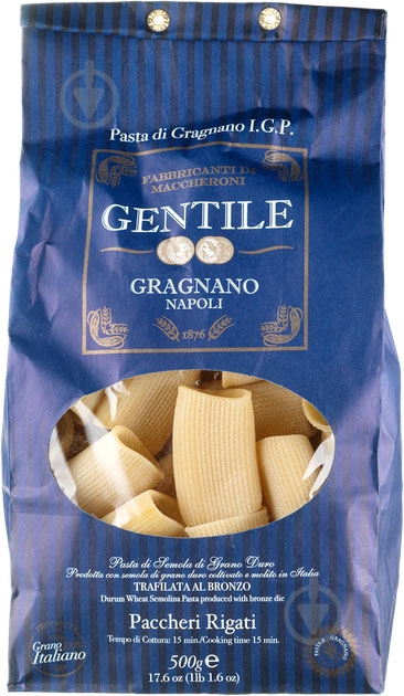 Макароны Gentile Паккери Ригати 500 г - фото 1