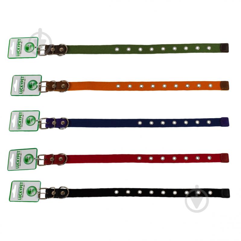 Ошейник Lucky Pet двойной брезент+кожа 2,5/31-40 красный - фото 2 Ошейник Lucky Pet двойной брезент+кожа 2,5/31-40 красный - фото 2