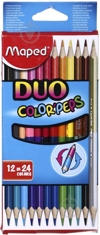 Олівці кольорові Color'peps Duo 12 шт. 24 кольори Maped - фото 1