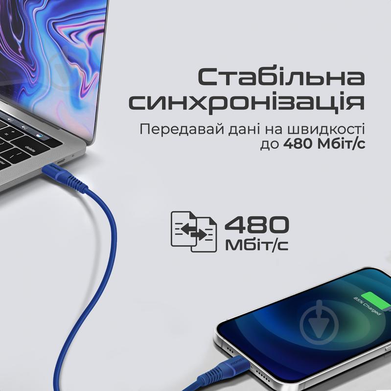 Кабель Promate PowerLine-Ci120 USB-C to Lightning MFi 20W Power Delivery 1.2 м 1,2 м синий (powerline-ci120.blue) - фото 4