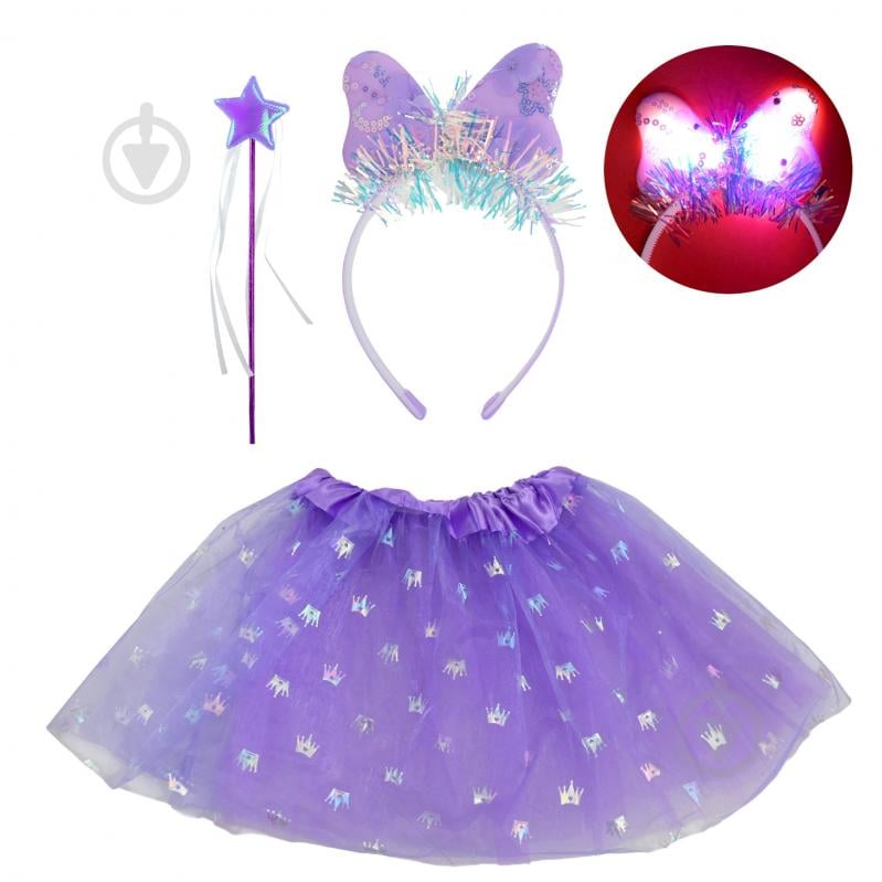 Костюм детский карнавальный Shantou обруч, волшебная палочка, юбка фиолетовый E2504-3 - фото 1