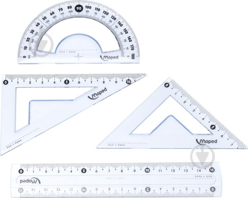 Набор Essentials Mini линейка 15 см + 2 угольника + транспортир Maped - фото 1