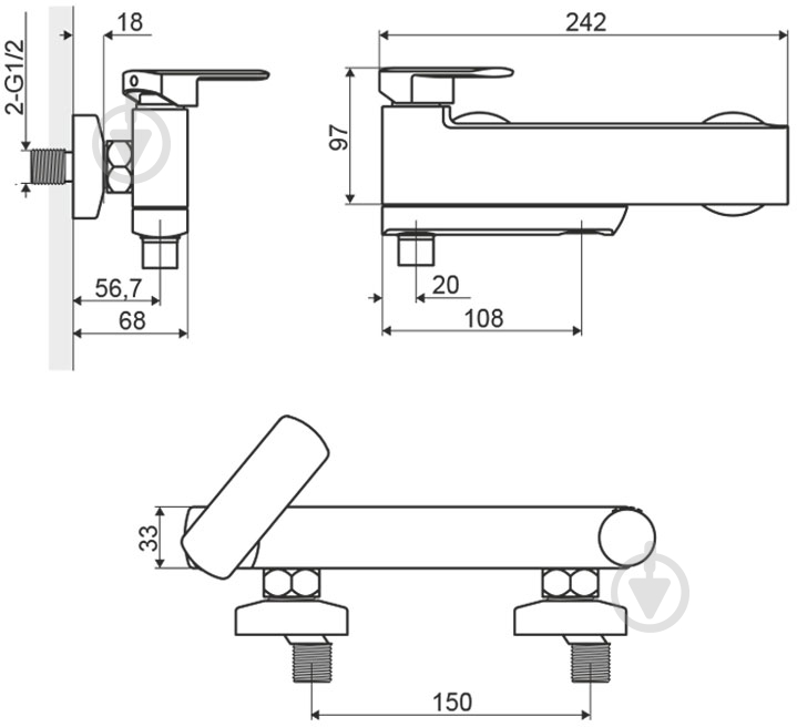 Смеситель для ванны Excellent Pride ARAC.4005CR - фото 4 Смеситель для ванны Excellent Pride ARAC.4005CR - фото 4