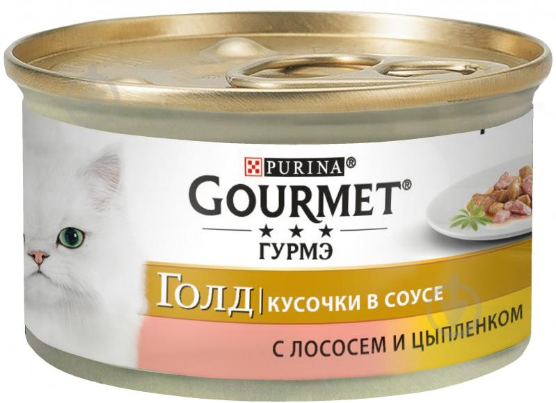 Корм Gourmet Gold с курицей и лососем в соусе с курицей и лососем 85 г - фото 4