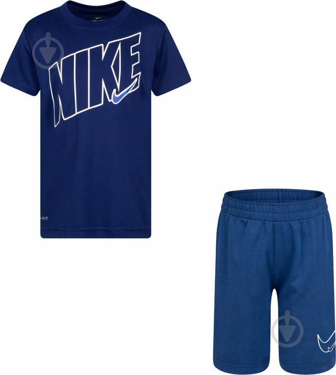 Спортивный костюм Nike DF SPORT T-SHIRT AND SHORT SET 86H589-U1U синий - фото 1