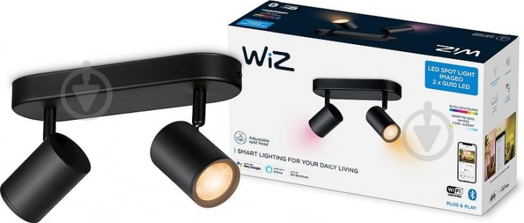 Светильник светодиодный WiZ IMAGEO Spots 2x5W 2200-6500K RGB Wi-Fi черный (929002659101) - фото 2