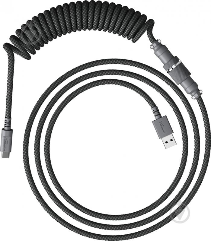 Кабель HyperX USB-A – USB-C спиральный 1,37 м серый (6J678AA) - фото 2