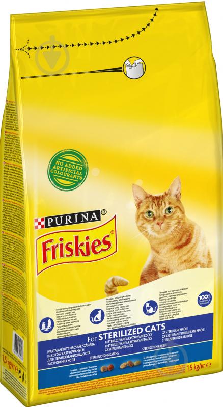 Корм Friskies для кастрованих котів з лососем та овочами 1,5 кг - фото 1