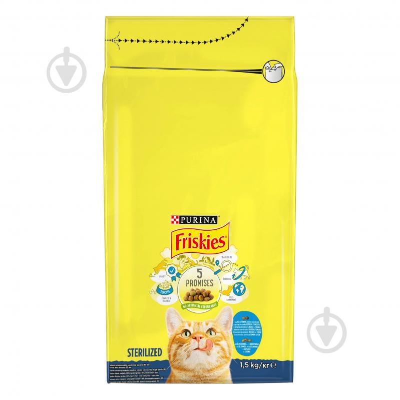 Корм сухий для дорослих стерилізованих котів FRISKIES by Purina Sterilized з лососем, тунцем та овочами 1,5 кг - фото 1